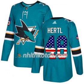 San Jose Sharks Trikot Tomas Hertl 48 Adidas 2017-2018 Teal USA Flag Fashion Authentic - Herren